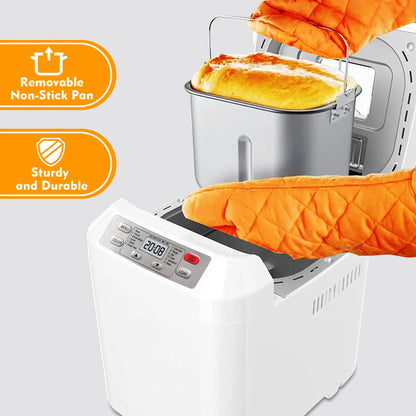 Fully automatic bread maker, maximum capacity 2 lbs, with automatic nut dispenser.