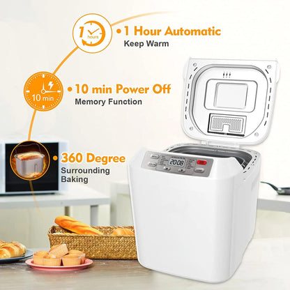 Fully automatic bread maker, maximum capacity 2 lbs, with automatic nut dispenser.