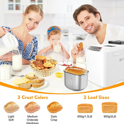 Fully automatic bread maker, maximum capacity 2 lbs, with automatic nut dispenser.