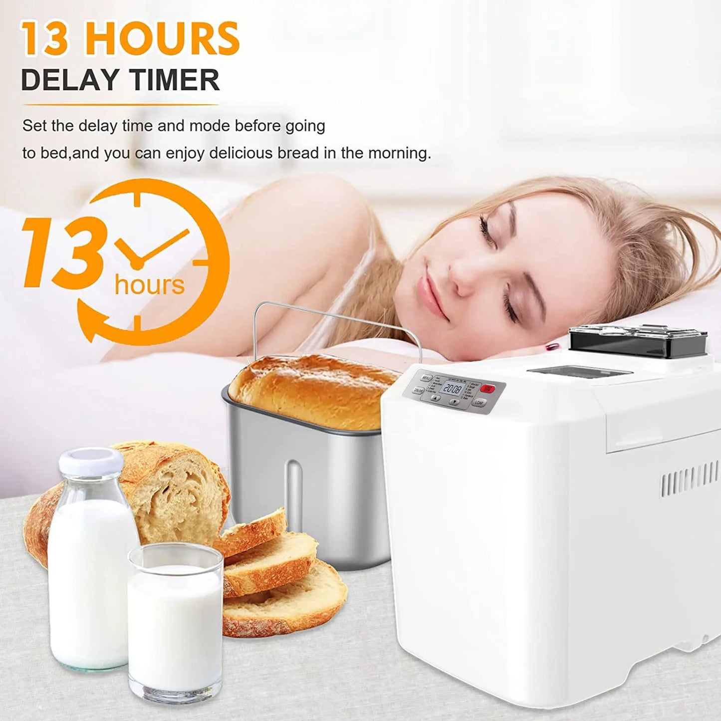 Fully automatic bread maker, maximum capacity 2 lbs, with automatic nut dispenser.