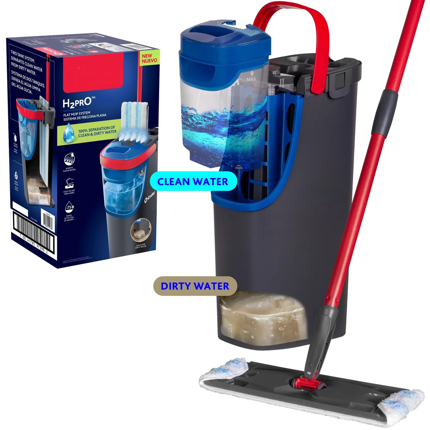 ✨Flat mop and bucket | Mops with clean water | Removes over 99% of bacteria | Suitable for all hard floors✨