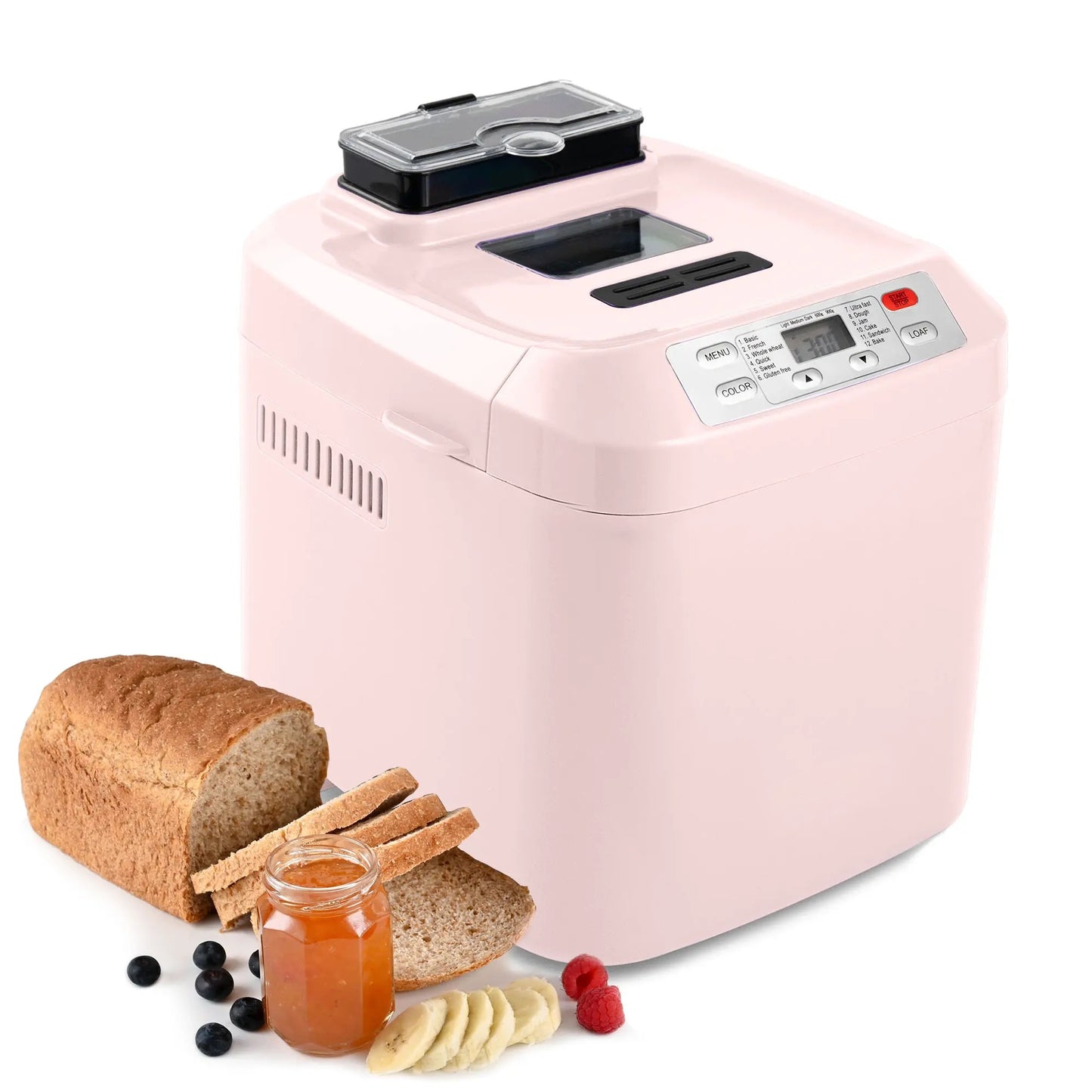 Fully automatic bread maker, maximum capacity 2 lbs, with automatic nut dispenser.