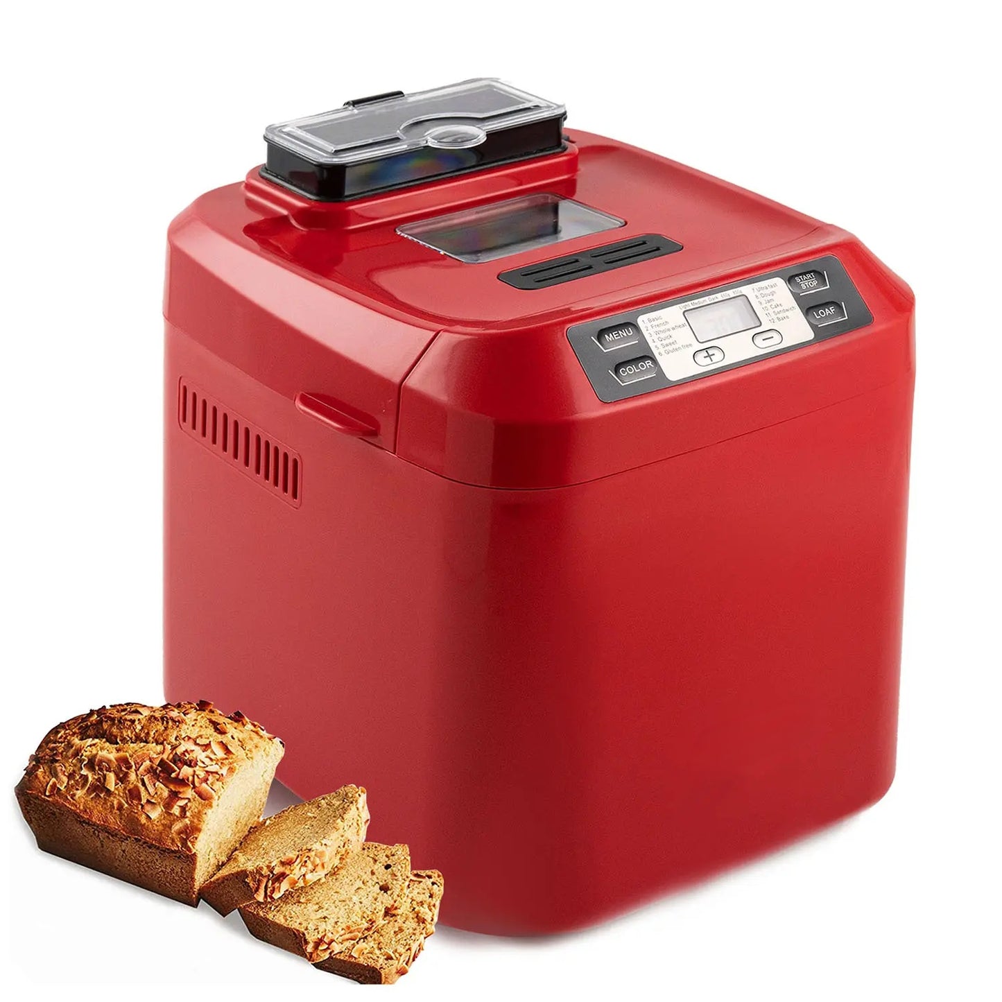 Fully automatic bread maker, maximum capacity 2 lbs, with automatic nut dispenser.