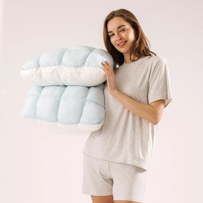 Comfortable and fluffy pillow – a quilted checkered design pillow as comfortable and soft as a cloud.