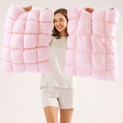 Comfortable and fluffy pillow – a quilted checkered design pillow as comfortable and soft as a cloud.