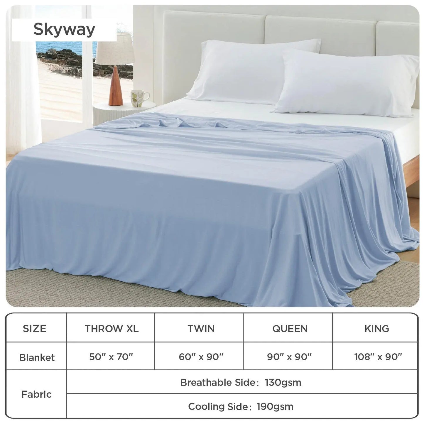 Cooling blanket, lightweight and breathable, made of bamboo fiber, a comfortable gift.