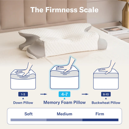 Cool memory foam neck pillow, comfortable sleep neck pillow, adjustable ergonomic memory foam neck pillow, Mother's Day gift.