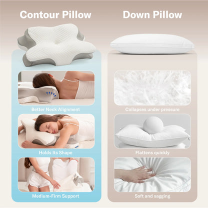 Cool memory foam neck pillow, comfortable sleep neck pillow, adjustable ergonomic memory foam neck pillow, Mother's Day gift.