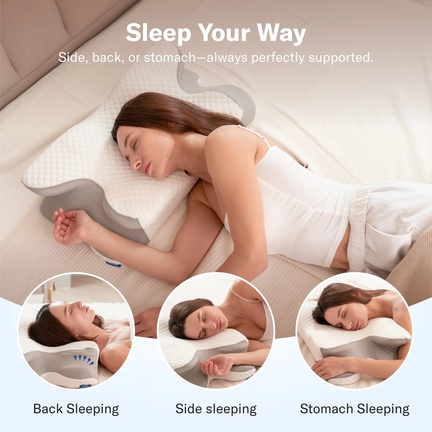 Cool memory foam neck pillow, comfortable sleep neck pillow, adjustable ergonomic memory foam neck pillow, Mother's Day gift.